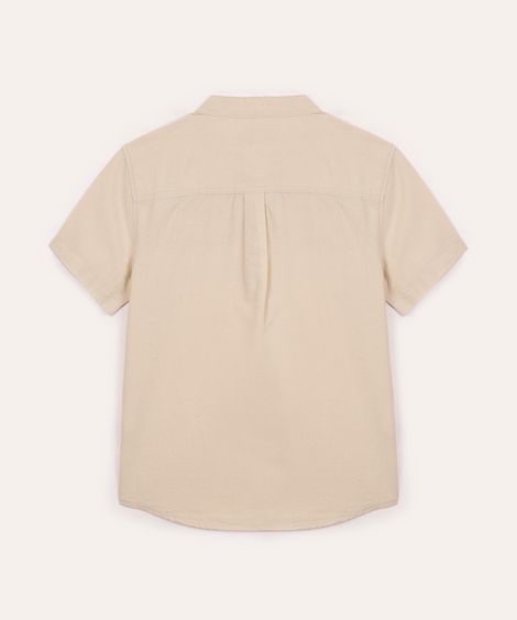 camisa com linho infantil manga curta bege