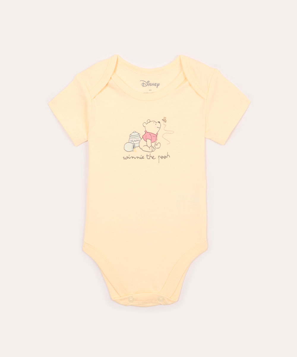 body de algodão infantil ursinho pooh amarelo