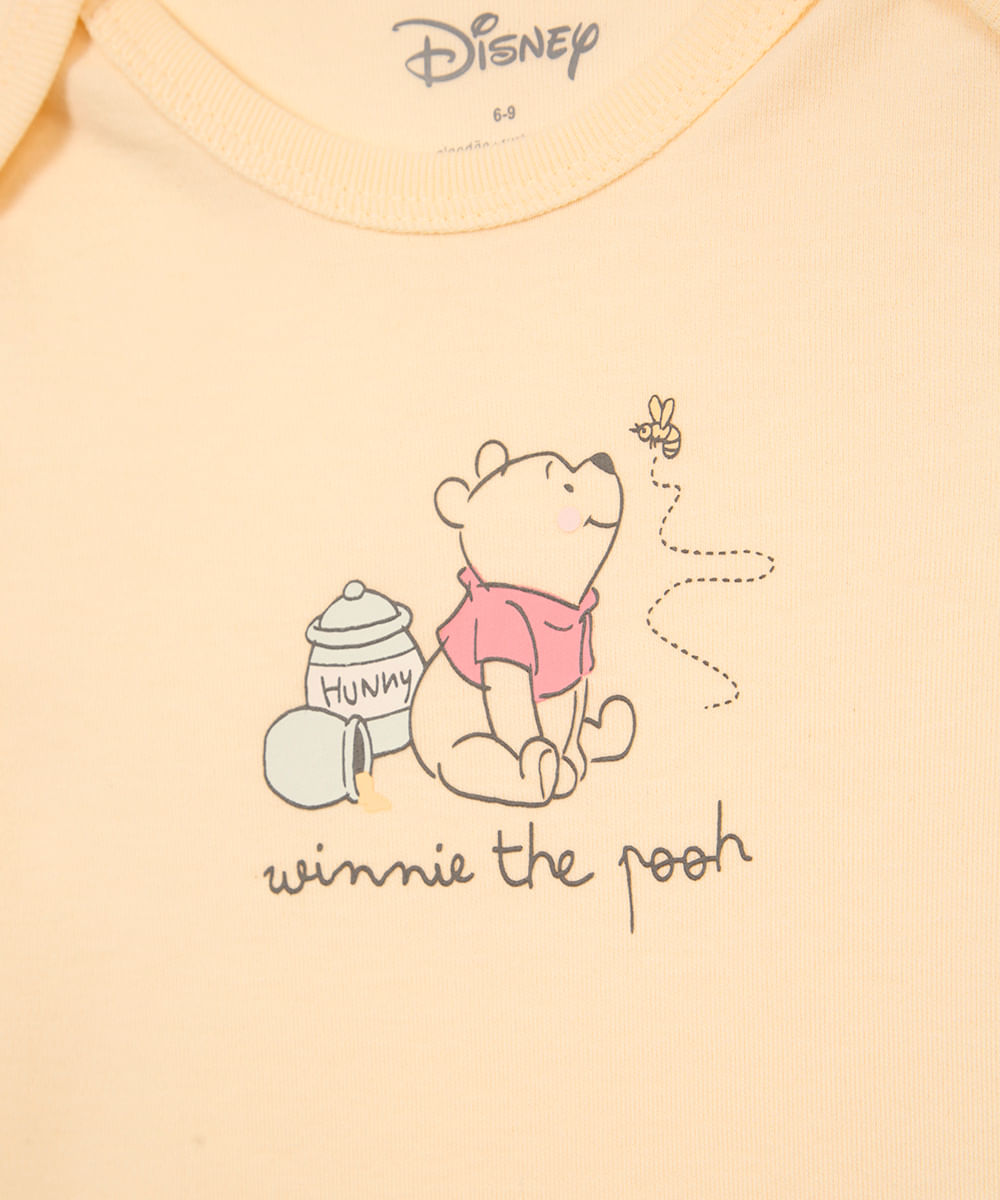 body de algodão infantil ursinho pooh amarelo