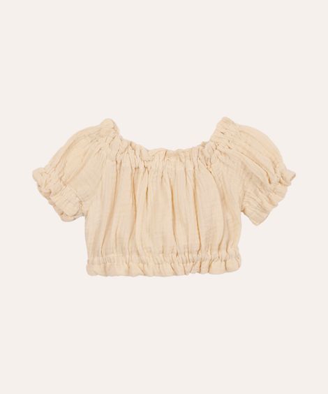 cropped infantil de algodão texturizado bege