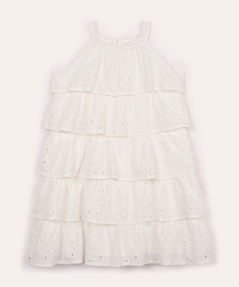 vestido midi de laise infantil off white