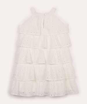 vestido midi de laise infantil off white