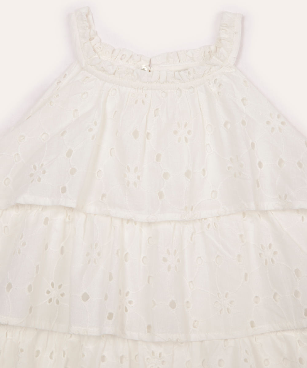 vestido midi de laise infantil off white