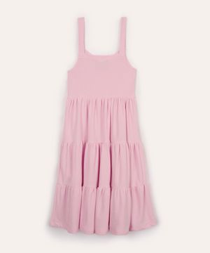 vestido infantil texturizado com laço rosa