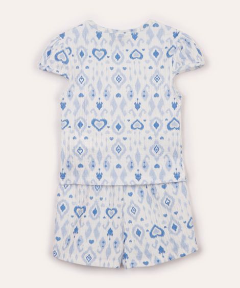 conjunto curto infantil corações - azul claro