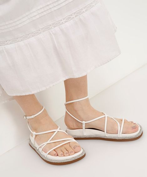 rasteirinha flatform com brilhos oneself branca