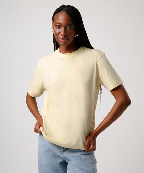 camiseta básica de algodão mindset amarela