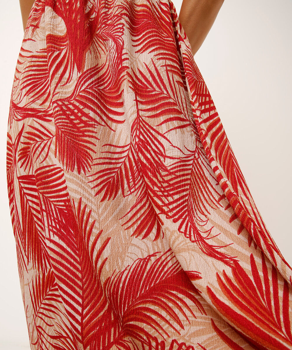 saia longa texturizada folhagens bege