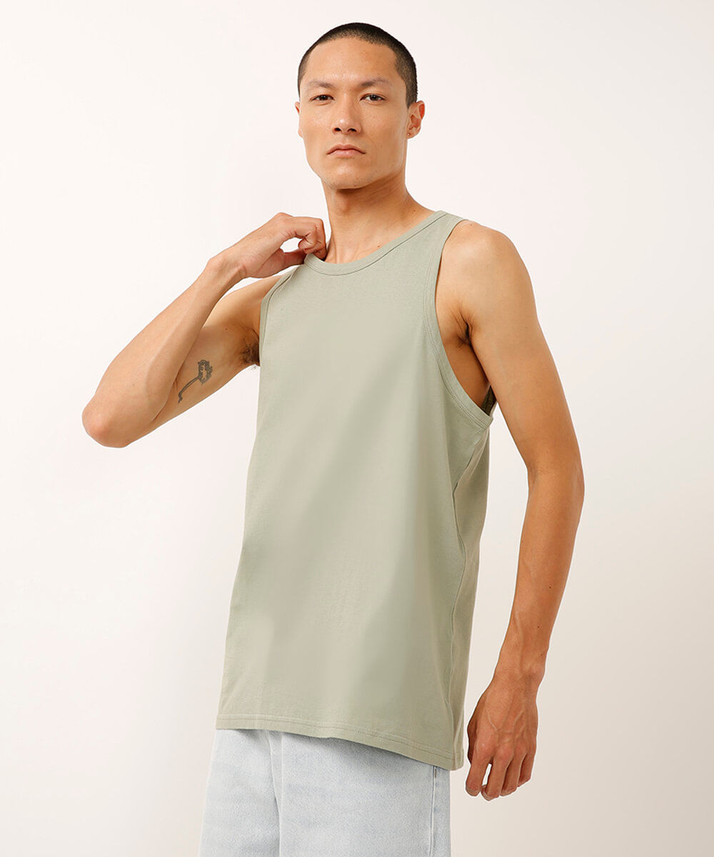 regata básica de algodão verde