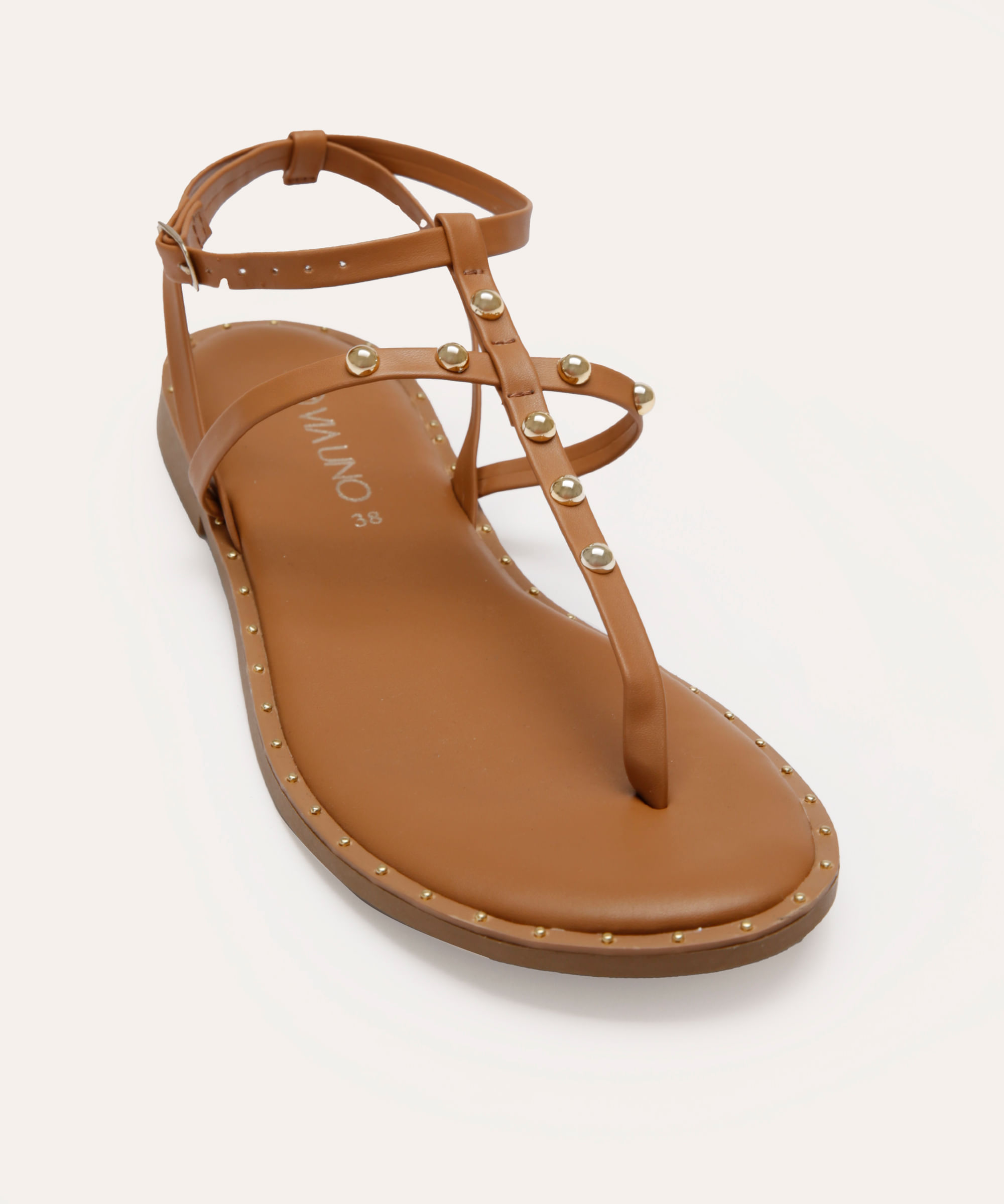 rasteirinha com tachas via uno marrom