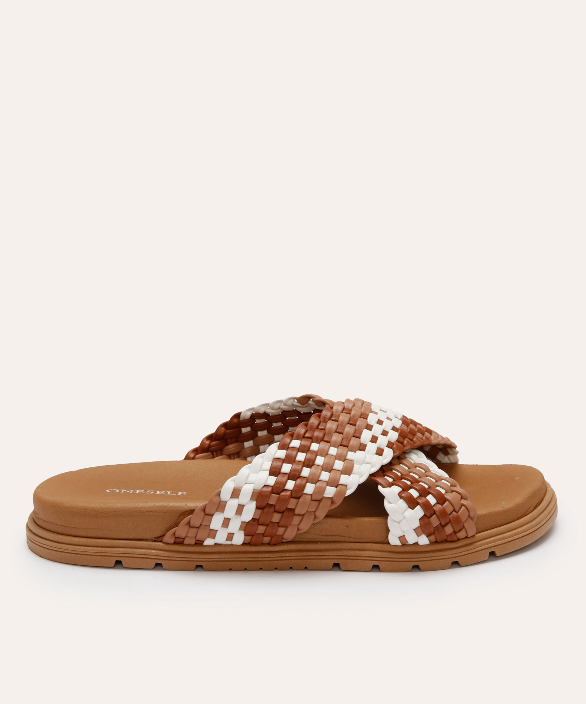 papete flatform feminina tiras trançadas oneself marrom