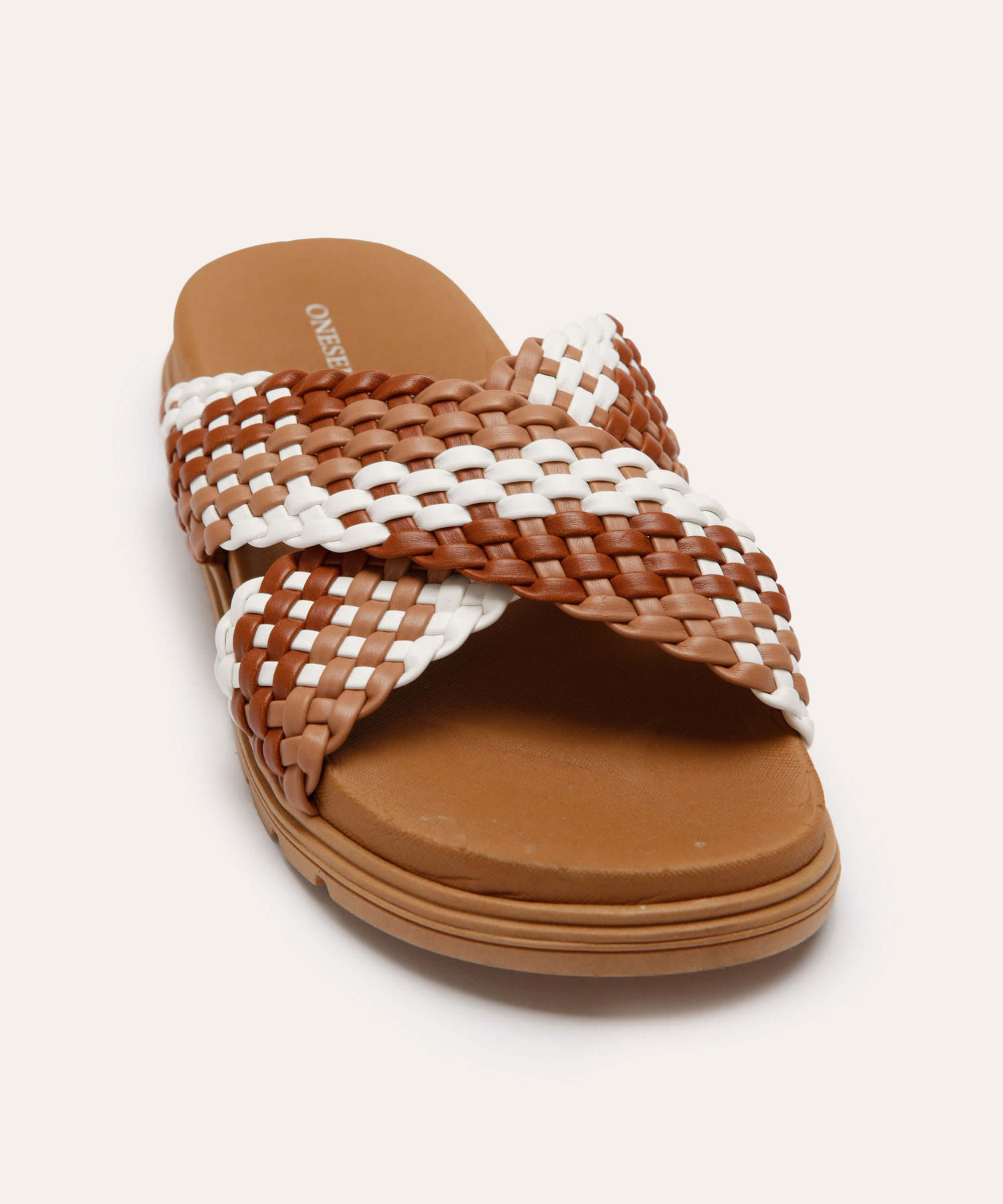 papete flatform feminina tiras trançadas oneself marrom