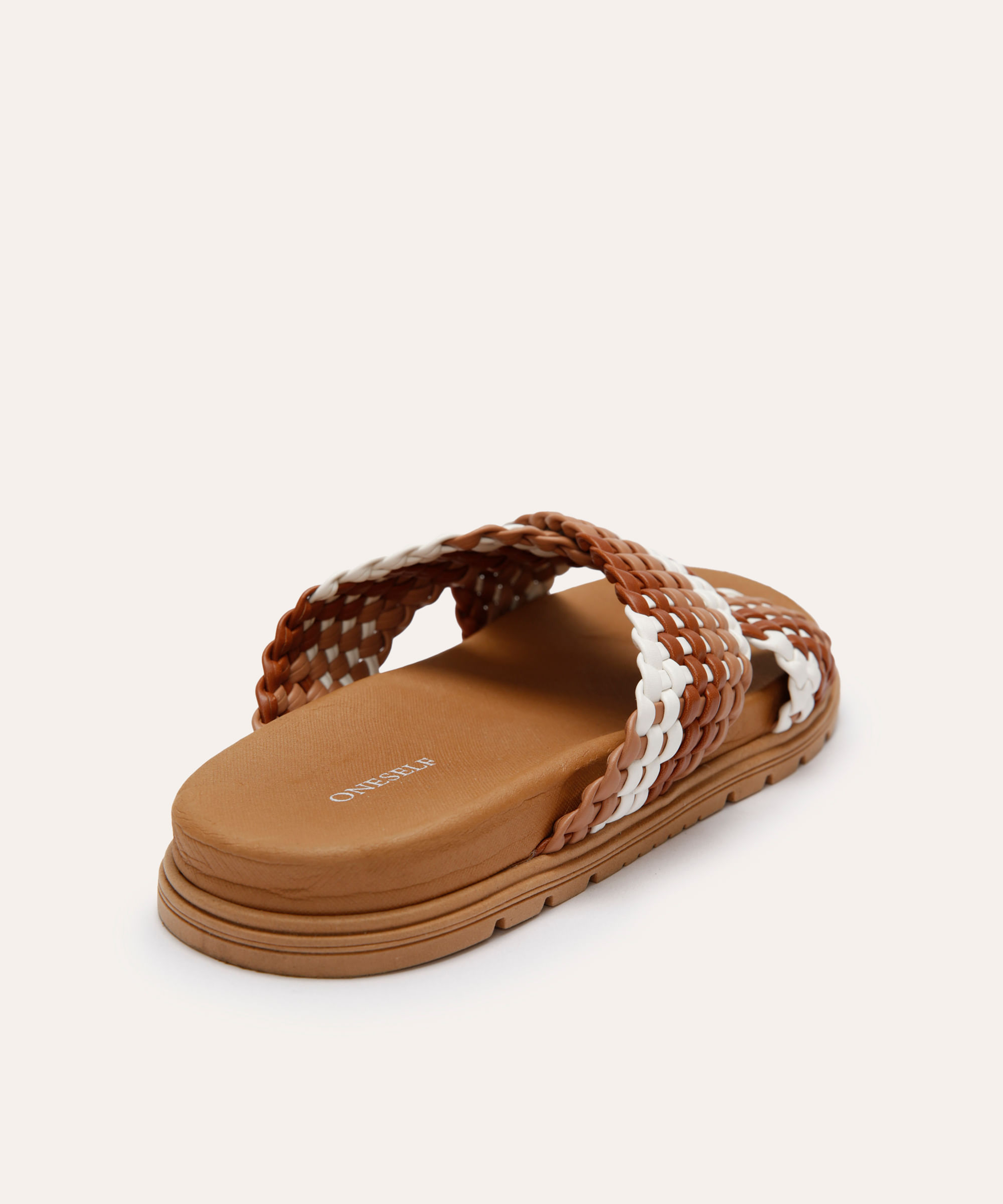 papete flatform feminina tiras trançadas oneself marrom