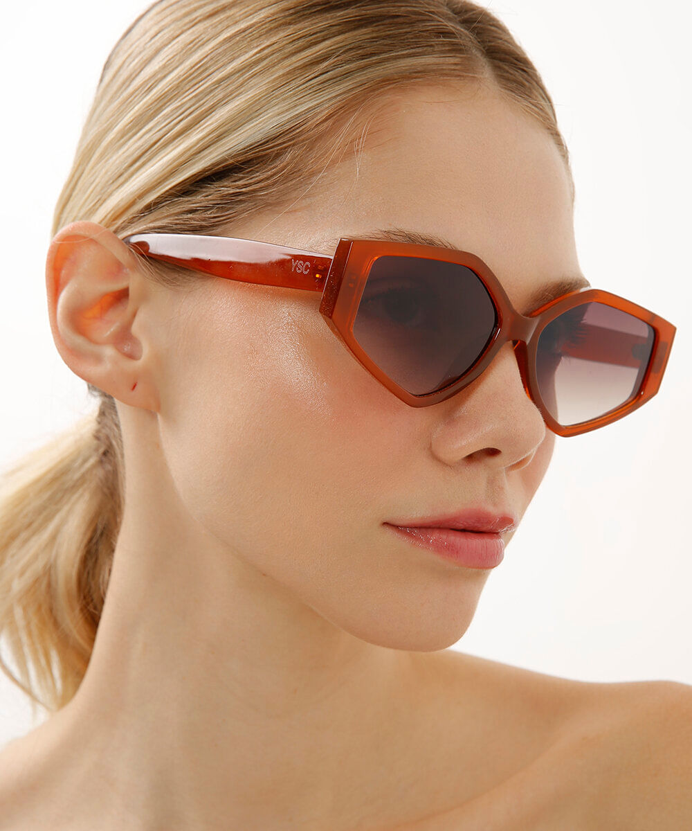 óculos de sol oval marrom