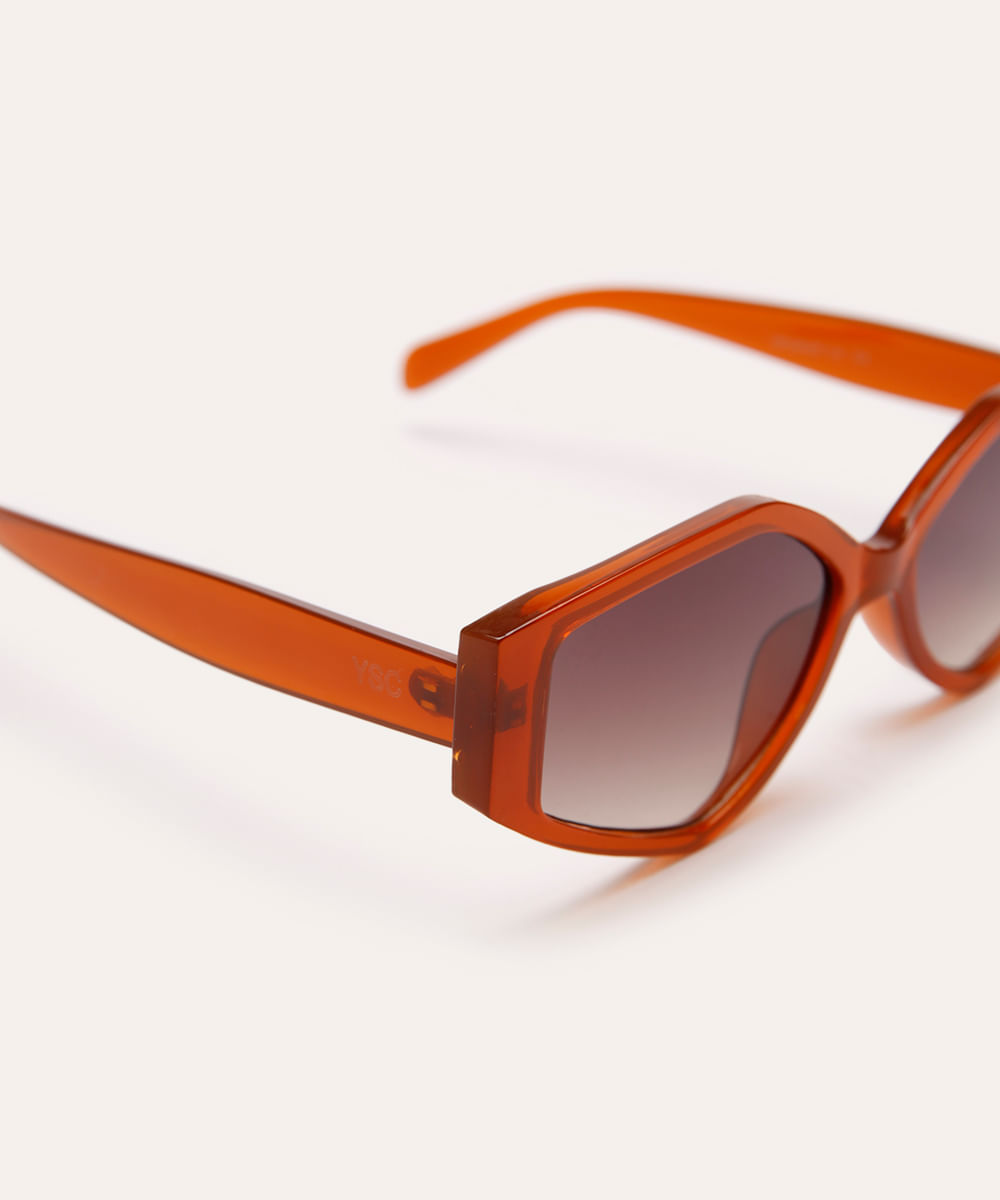 óculos de sol oval marrom