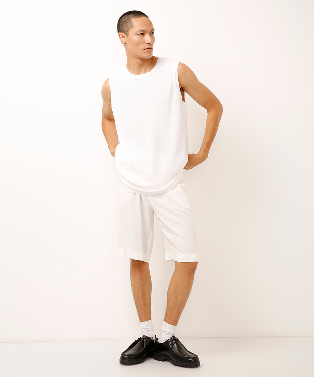 regata de tricot texturizada off white