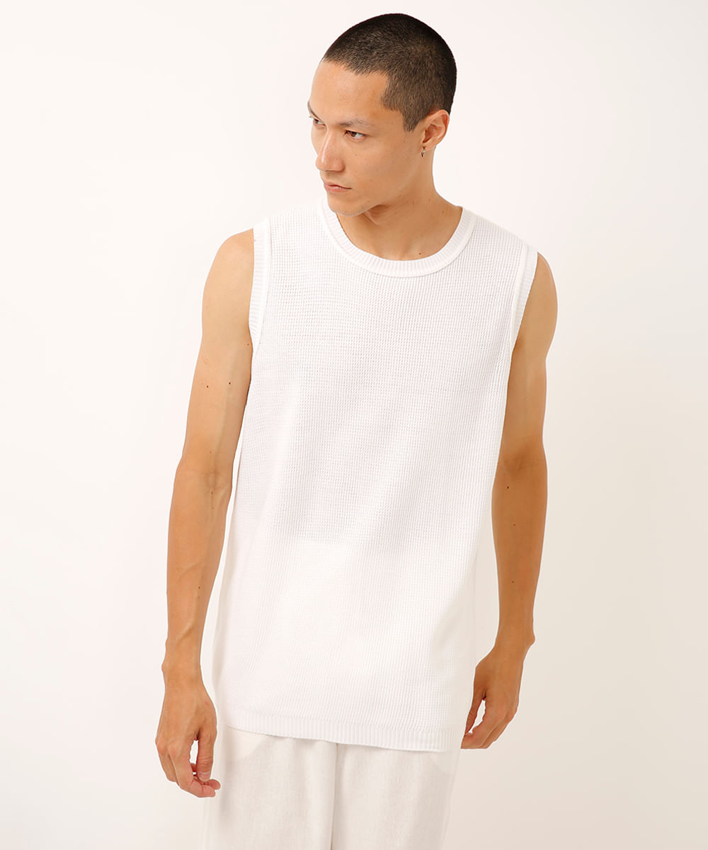 regata de tricot texturizada off white