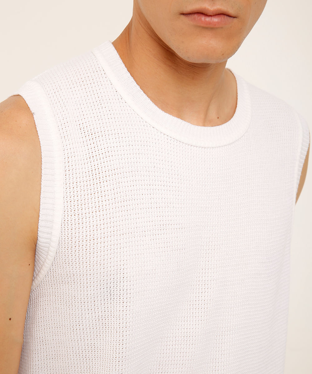 regata de tricot texturizada off white