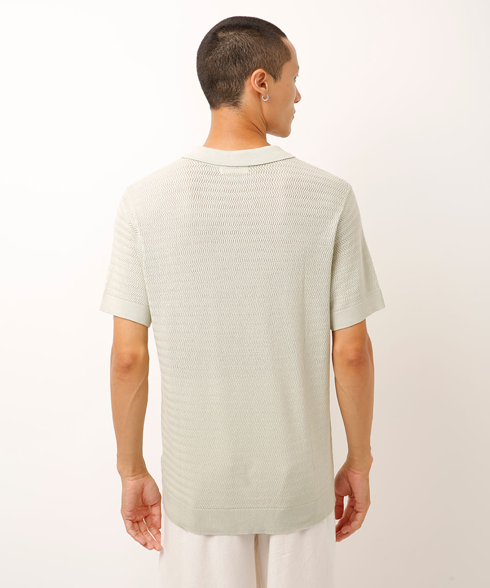 polo de tricot manga curta verde