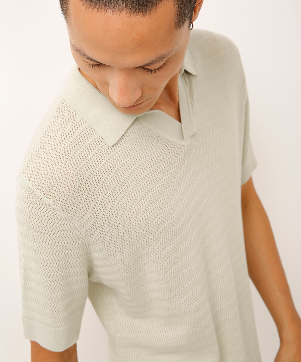 polo de tricot manga curta verde