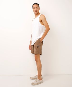 short cargo cós com cordão - marrom