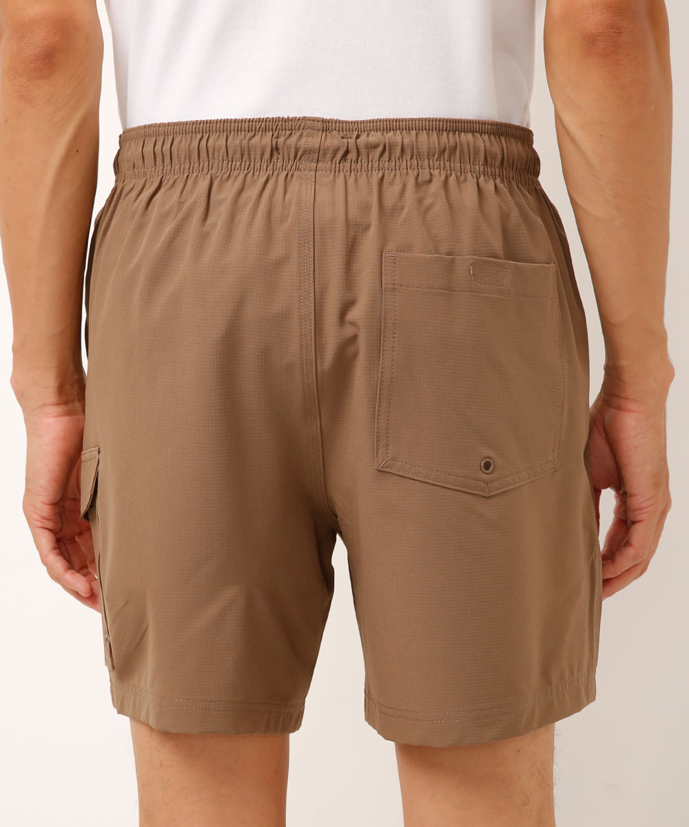 short cargo cós com cordão - marrom