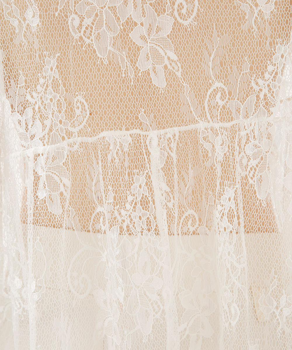 bata de renda floral off white