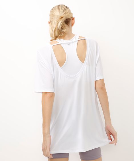 camiseta esportiva decote costas branca