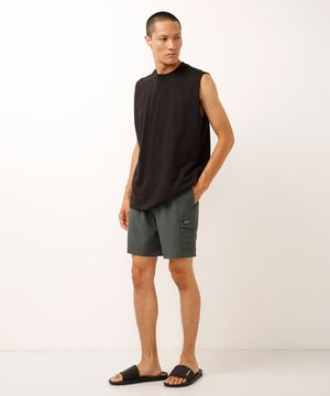 short cargo cós com cordão verde