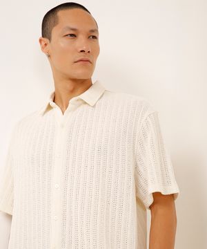 camisa de tricot manga curta off white