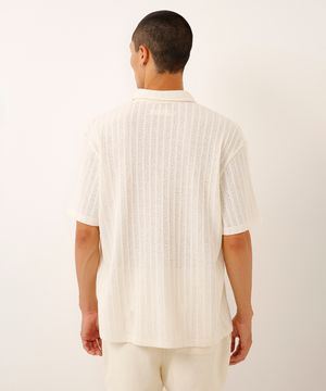 camisa de tricot manga curta off white