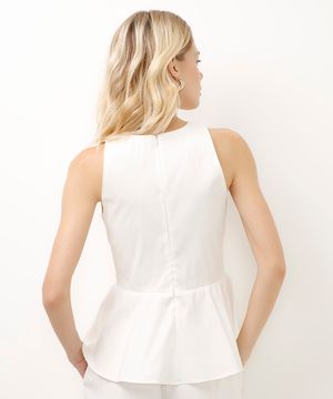 blusa decote redondo com peplum off white