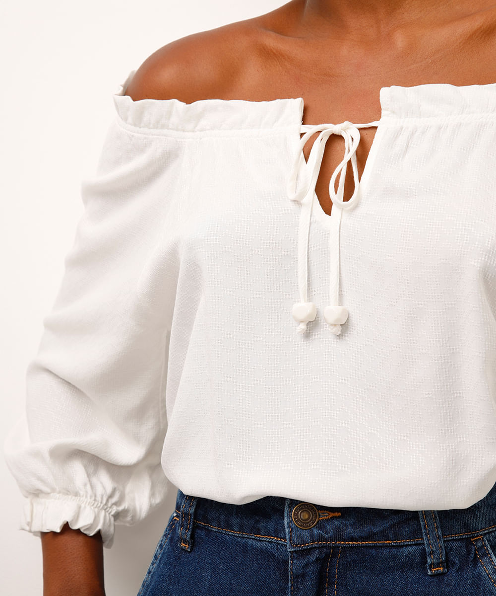 bata de viscose ombro a ombro off white