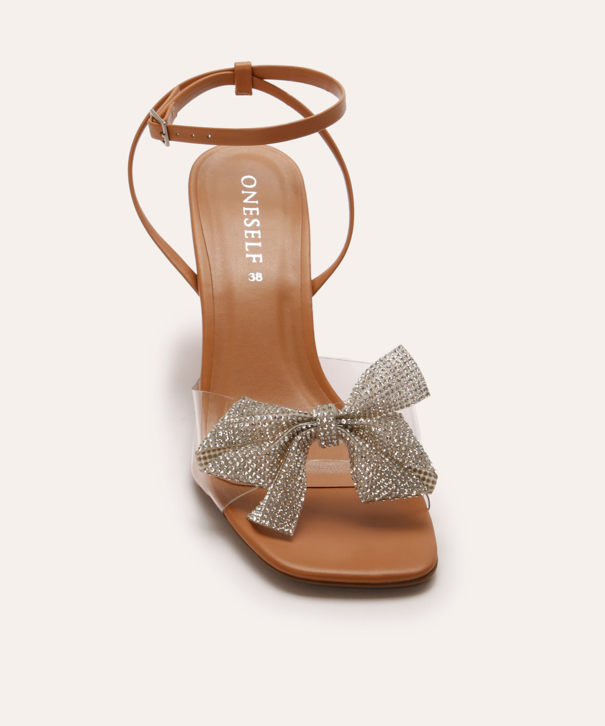 sandália vinil com laço e brilho oneself bege