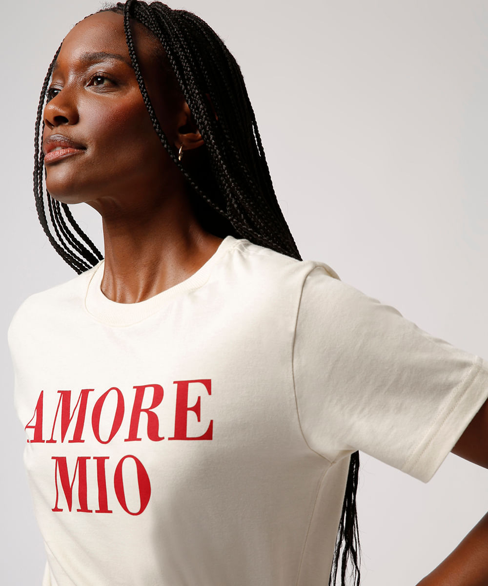 camiseta de algodão amore mio mindset bege