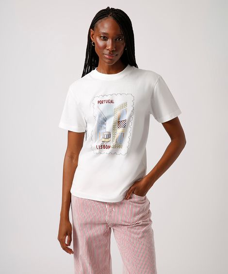 camiseta de algodão portugal mindset off white
