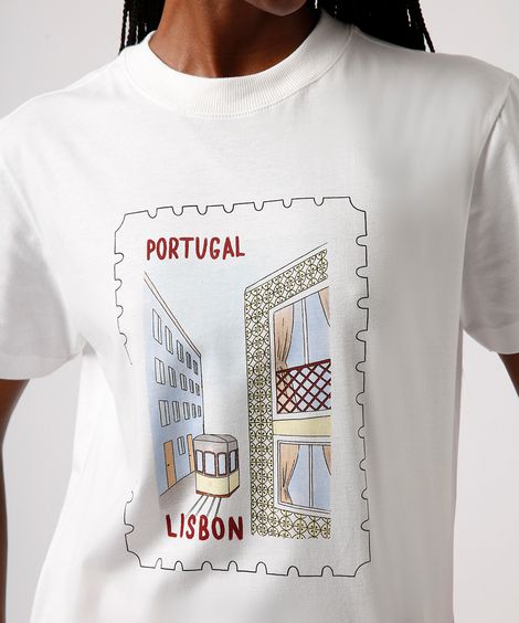 camiseta de algodão portugal mindset off white