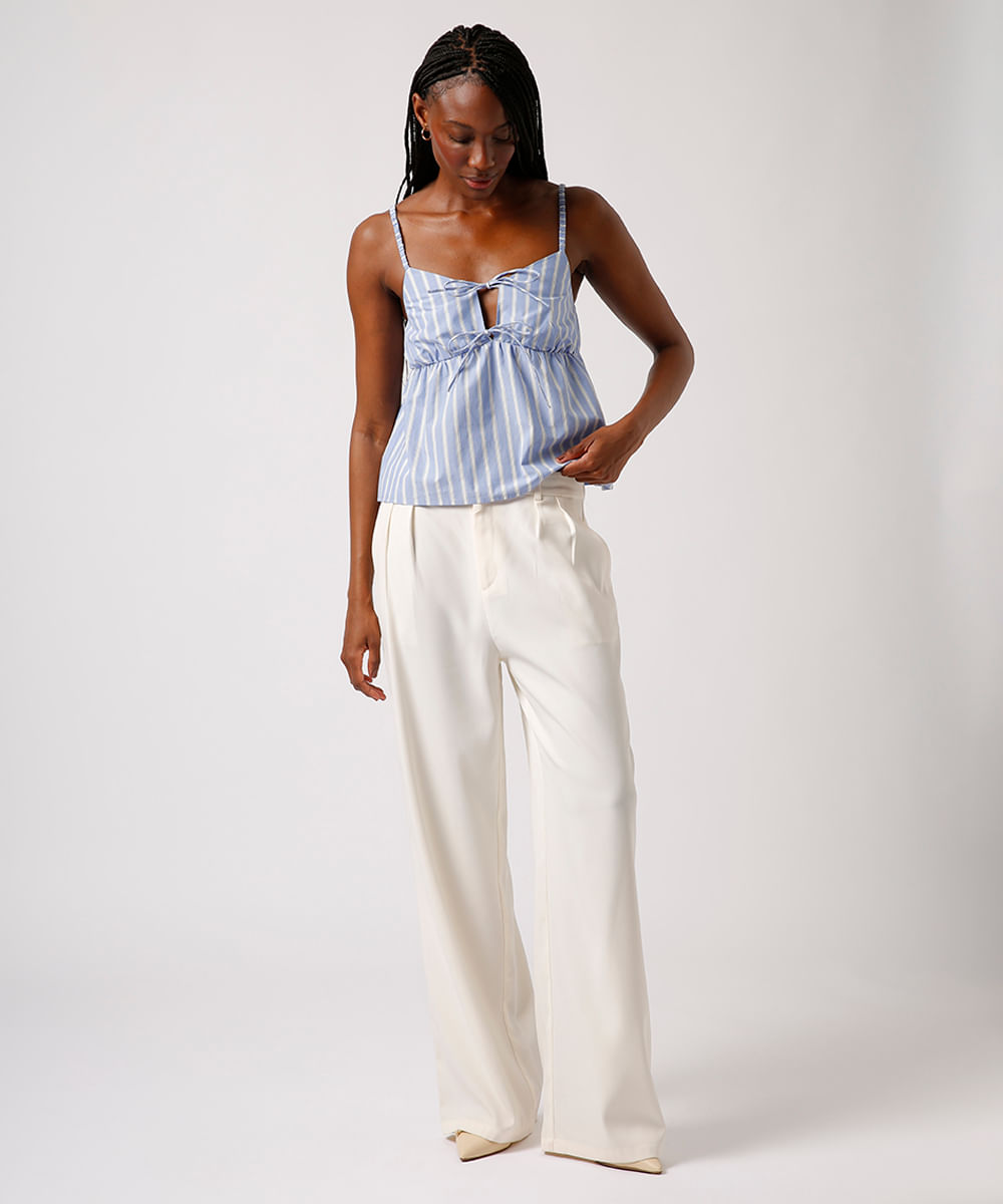 bata de algodão listrada mindset azul