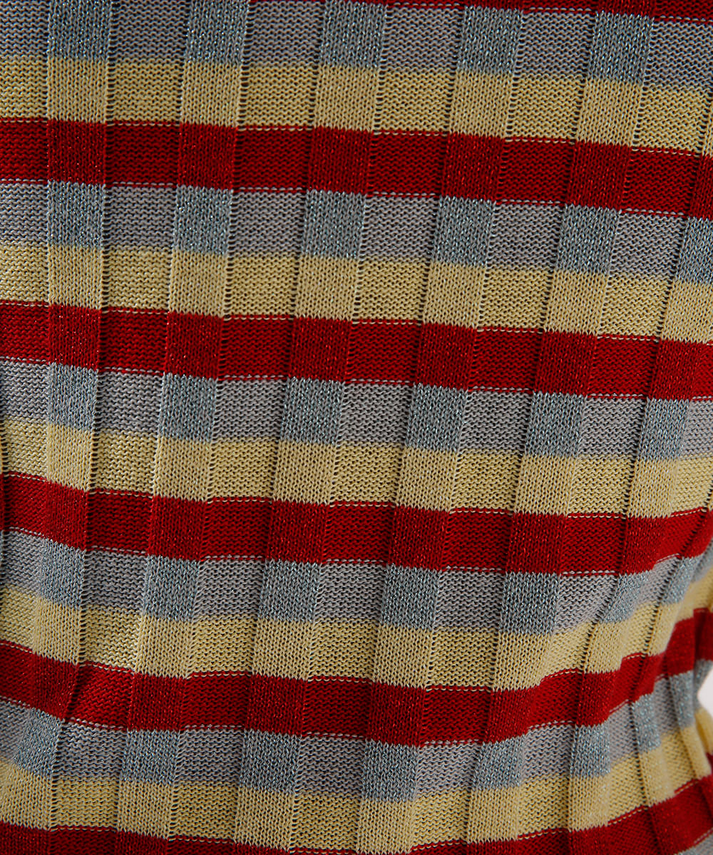 blusa de tricot listrada com lurex mindset colorida