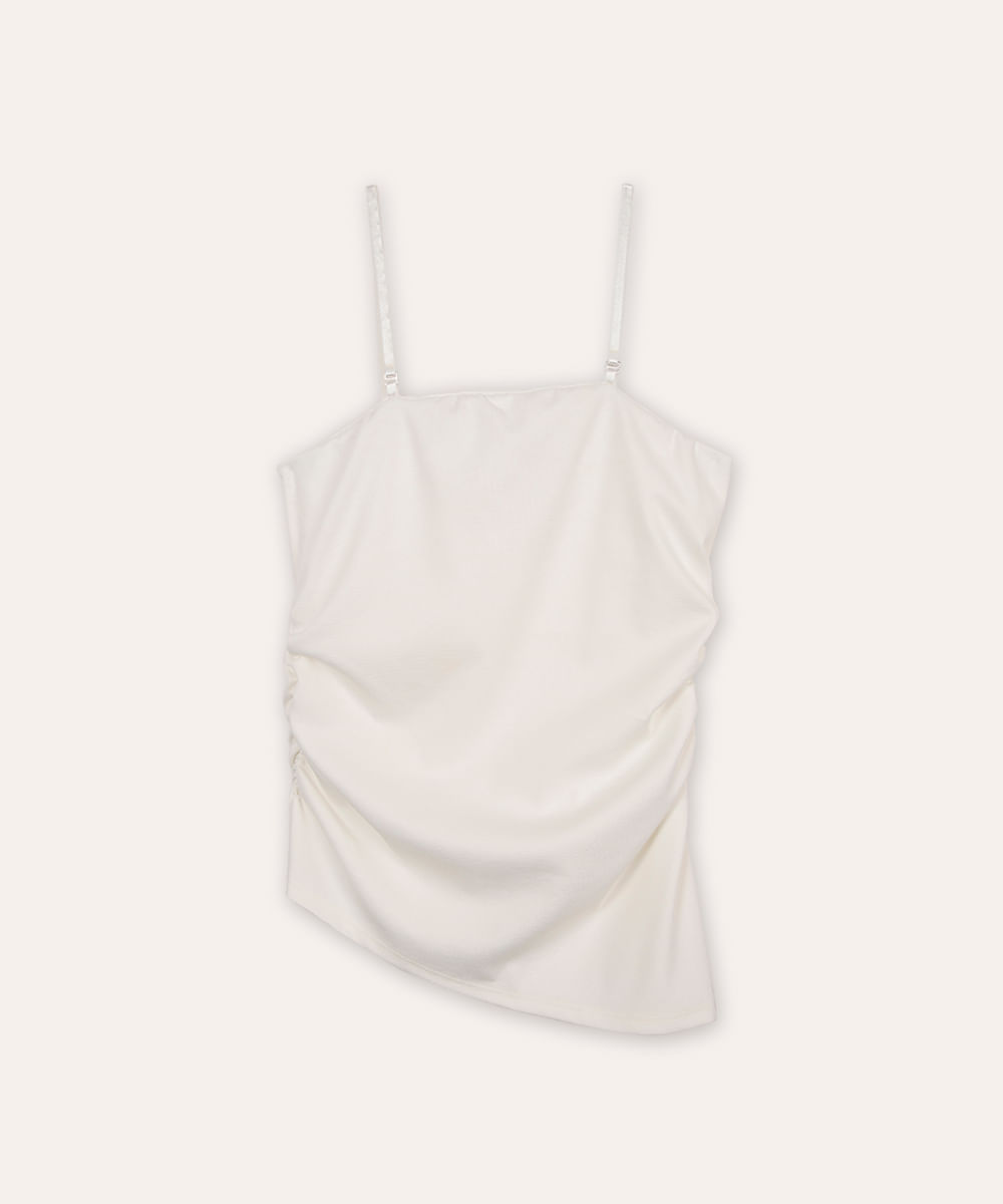 blusa juvenil franzida off white