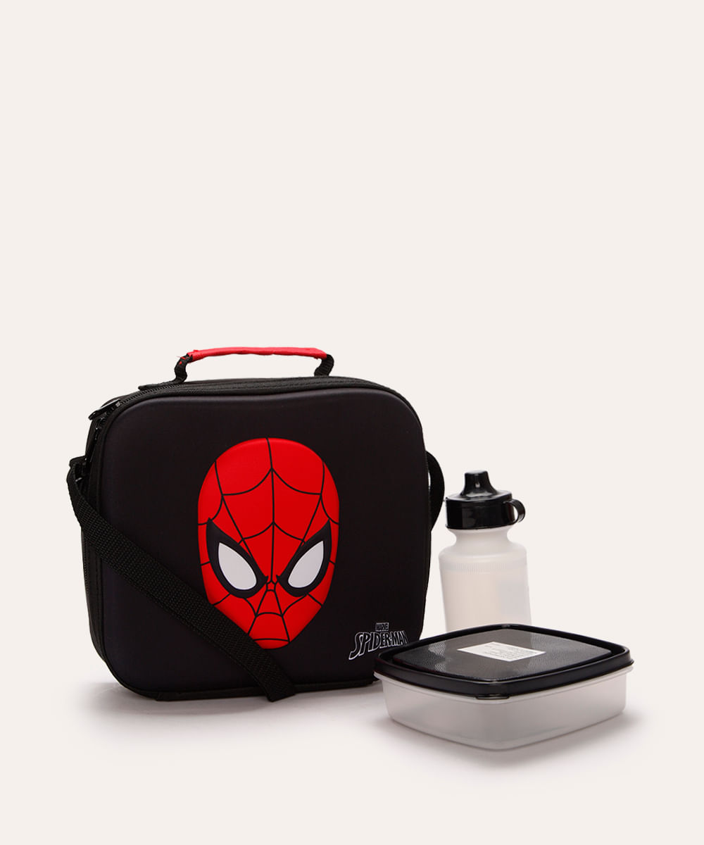 lancheira térmica infantil homem aranha preta