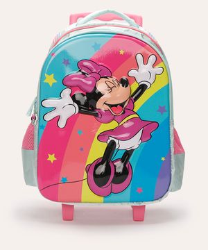 mochila infantil de rodinha minnie colorida