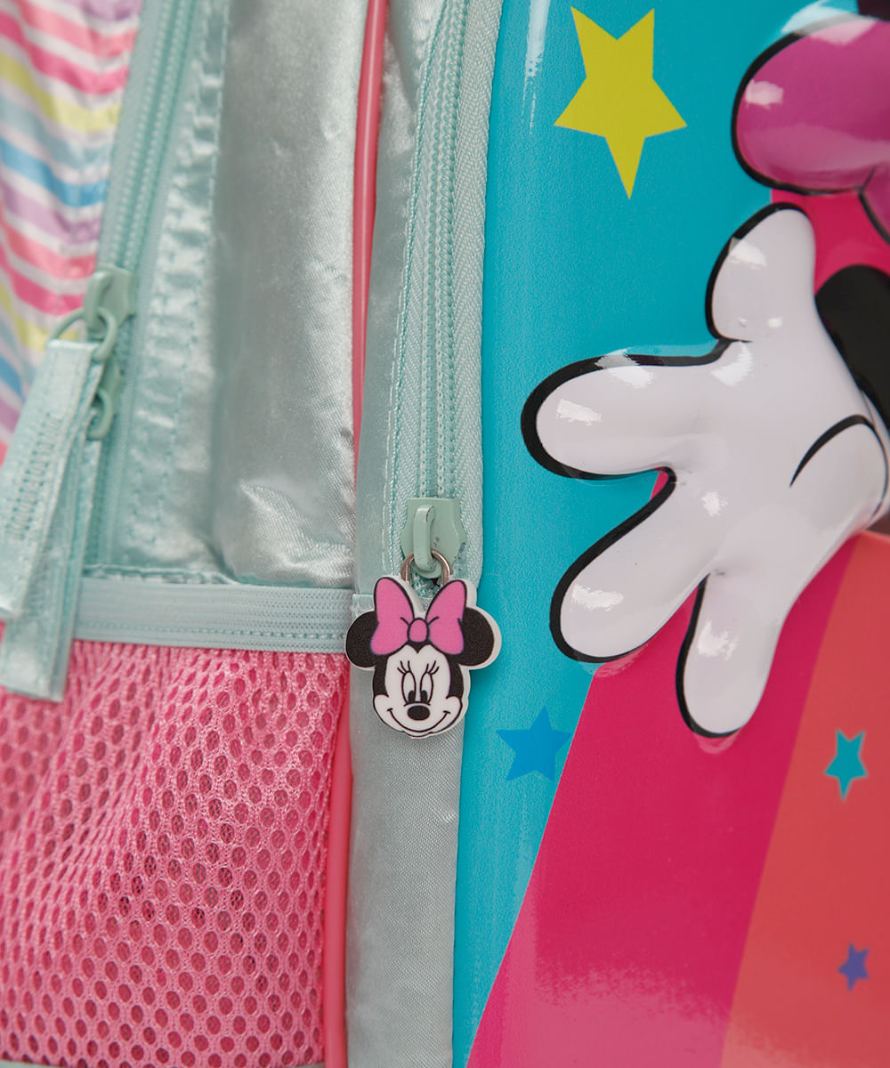 mochila infantil de rodinha minnie colorida