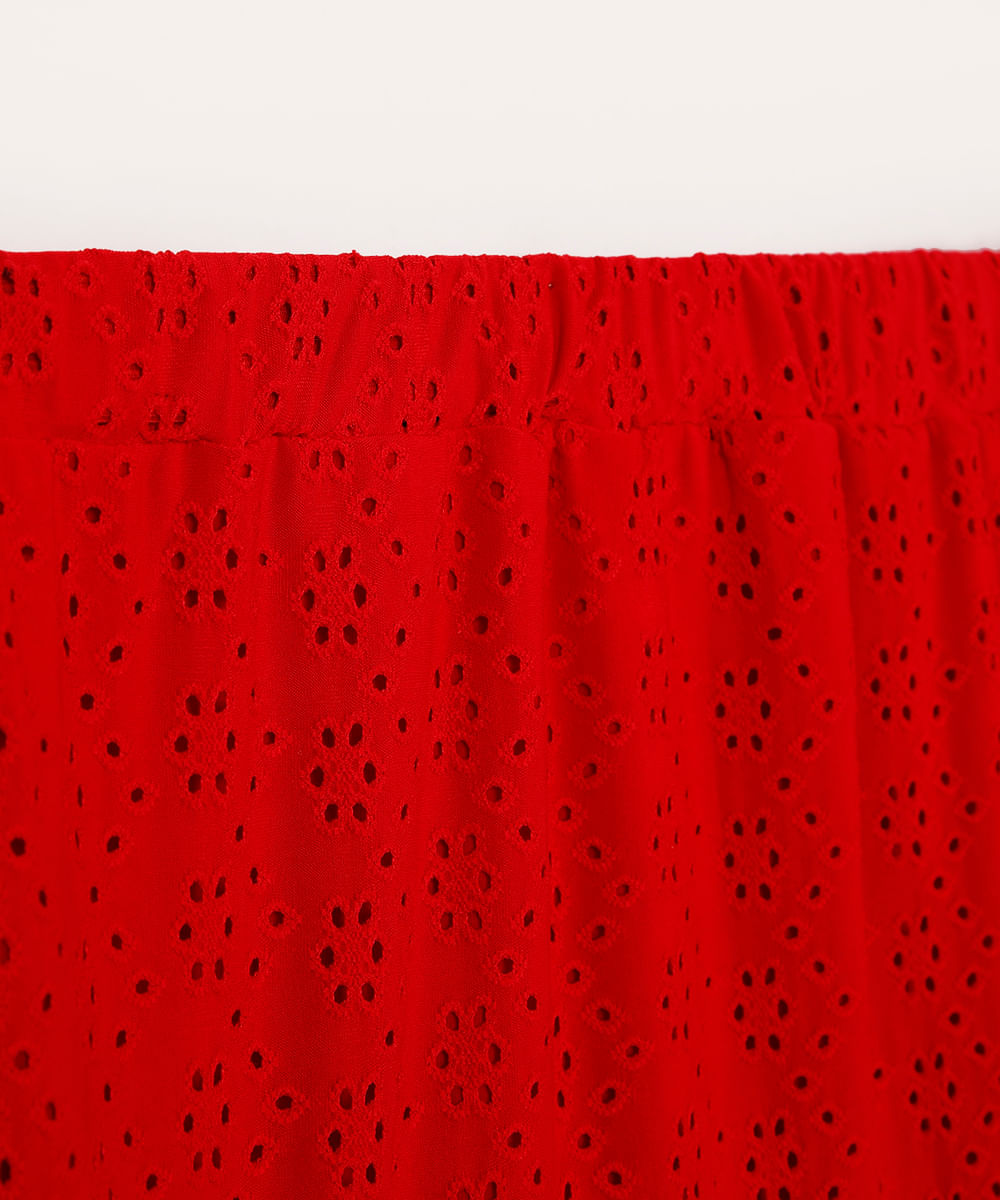 saia longa juvenil de laise floral vermelha