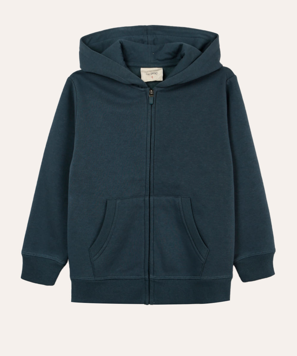 blusão de moletom infantil com capuz azul