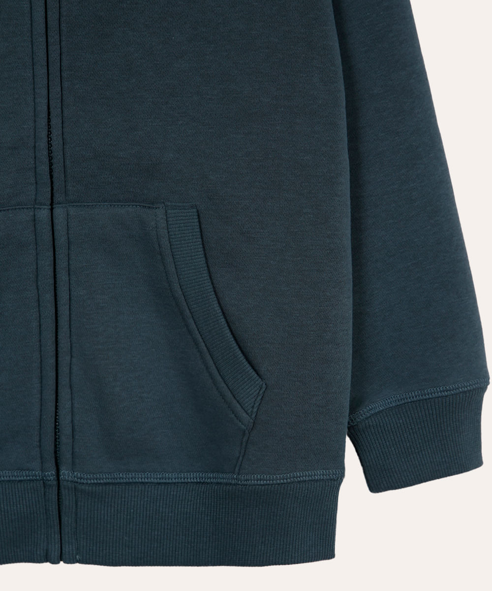 blusão de moletom infantil com capuz azul