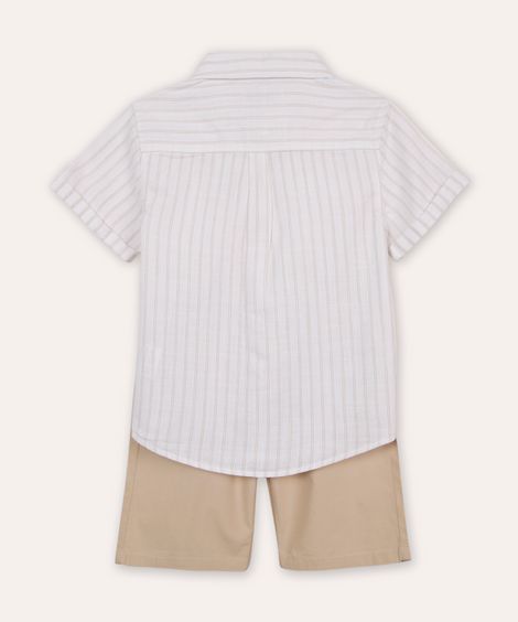 conjunto de algodão infantil listrado branco