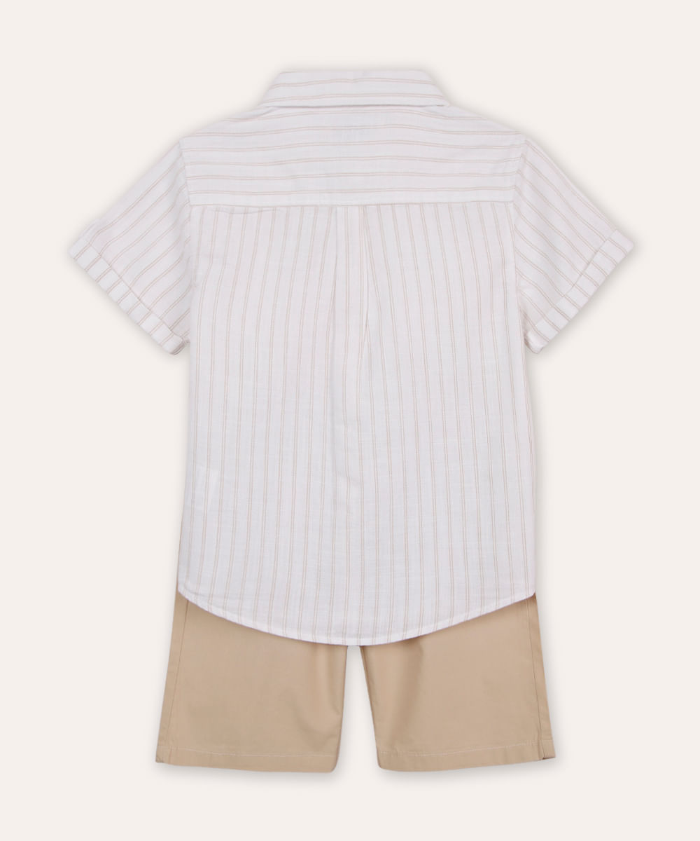 conjunto de algodão infantil listrado branco