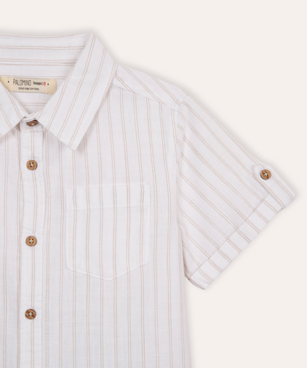conjunto de algodão infantil listrado branco