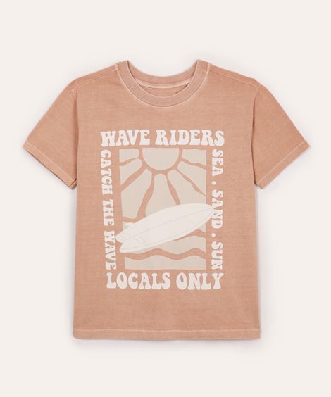 camiseta infantil de algodão estampada rosa
